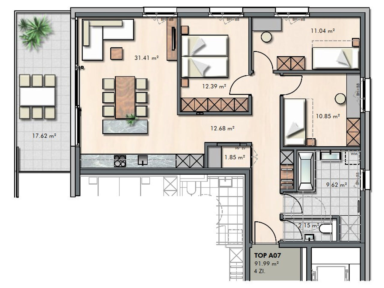 Erstbezug! Hochwertig ausgestattete 4-Zimmerwohnung mit großer Terrasse – 12